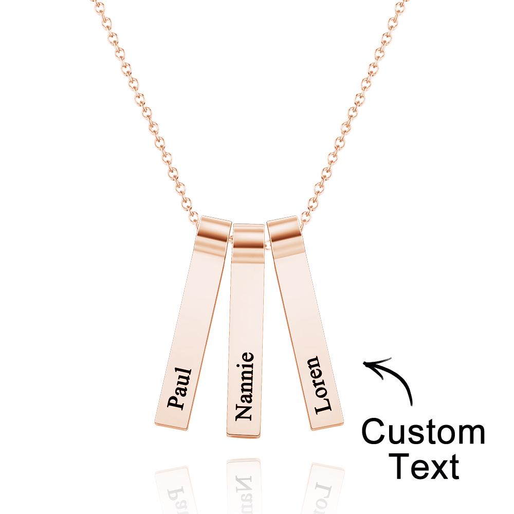 Custom Engraved Vertical 1-5 Names Necklace Stylish Personalized Pendant for Her
