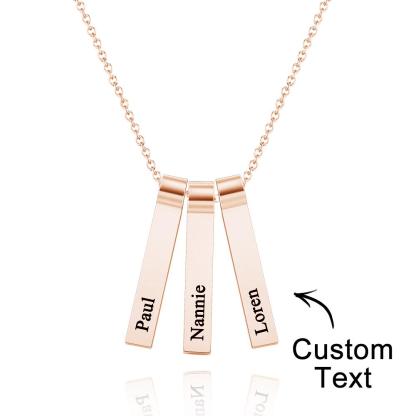 Custom Engraved Vertical 1-5 Names Necklace Stylish Personalized Pendant for Her