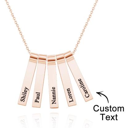 Custom Engraved Vertical 1-5 Names Necklace Stylish Personalized Pendant for Her