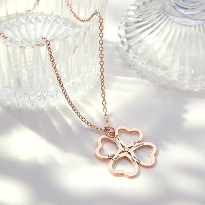 Personalized Four Leaves Clover Necklace Custom Unique Name Necklace for Her