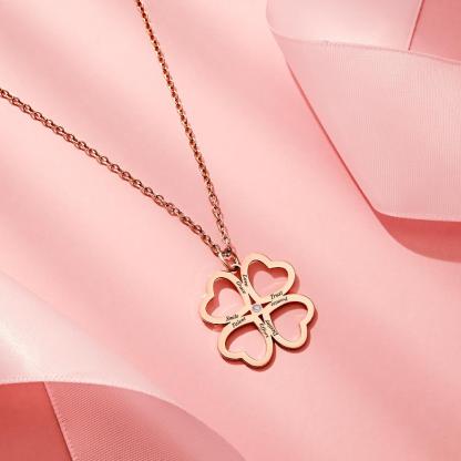 Personalized Four Leaves Clover Necklace Custom Unique Name Necklace for Her