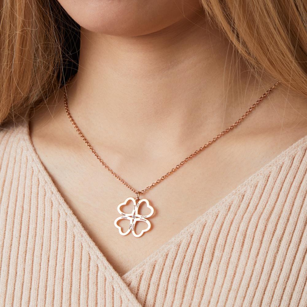 Personalized Four Leaves Clover Necklace Custom Unique Name Necklace for Her
