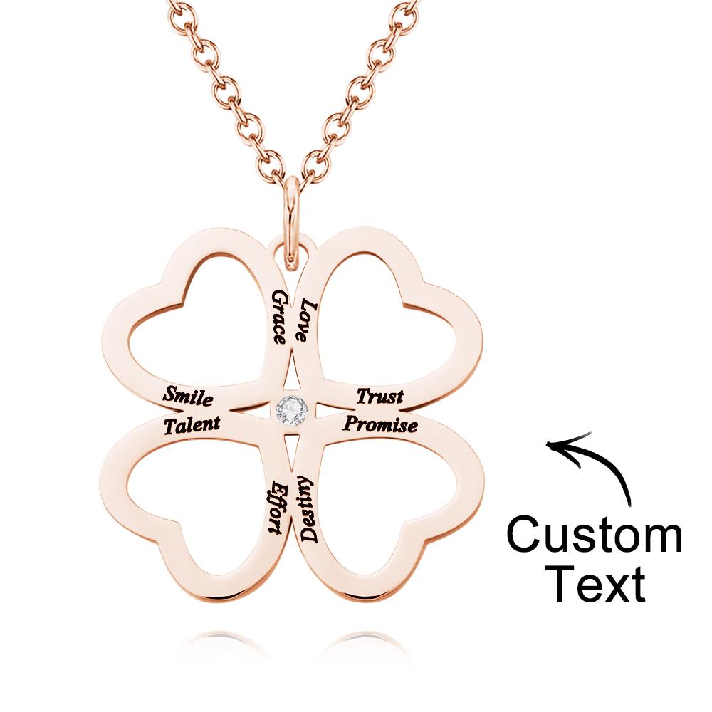 Personalized Four Leaves Clover Necklace Custom Unique Name Necklace for Her