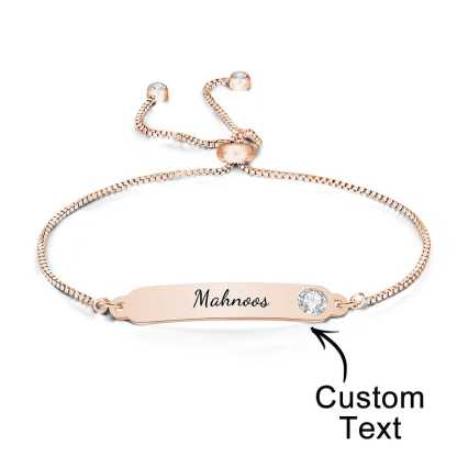 Custom Engraved Bracelet Name Bracelet Simple Rhinestones Gifts