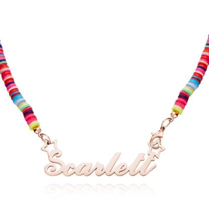 Rainbow Magic Girls Name Necklace Personalized Children Nameplate Necklace Gift