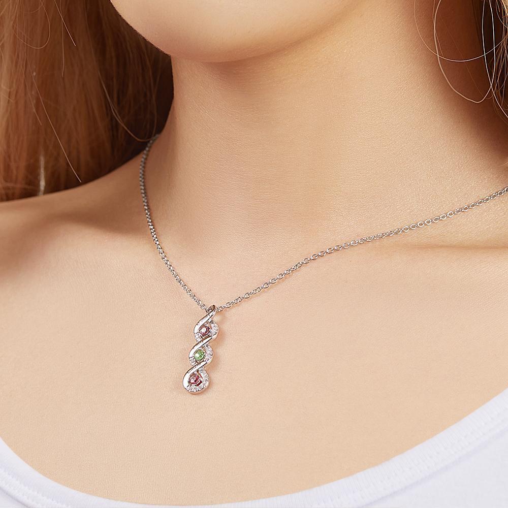 Custom Engraved Birthstone Necklace Infinity Creative Gifts