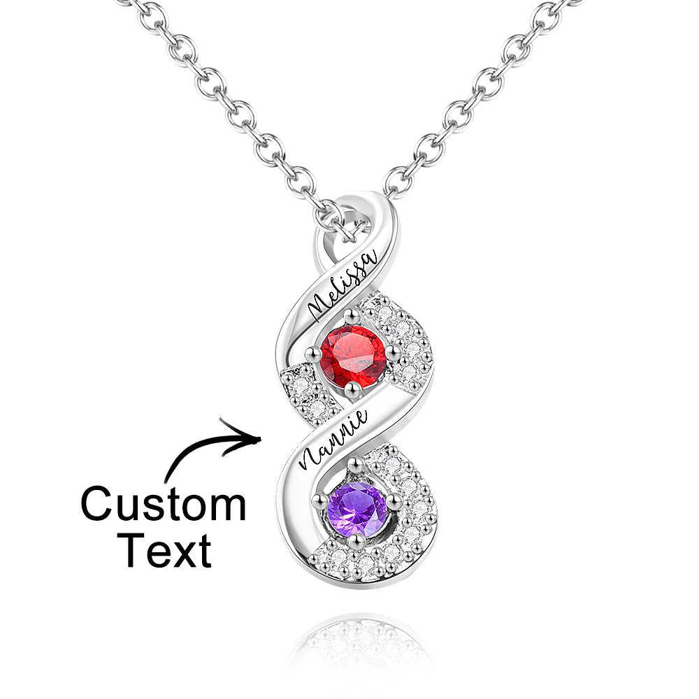 Custom Engraved Birthstone Necklace Infinity Creative Gifts