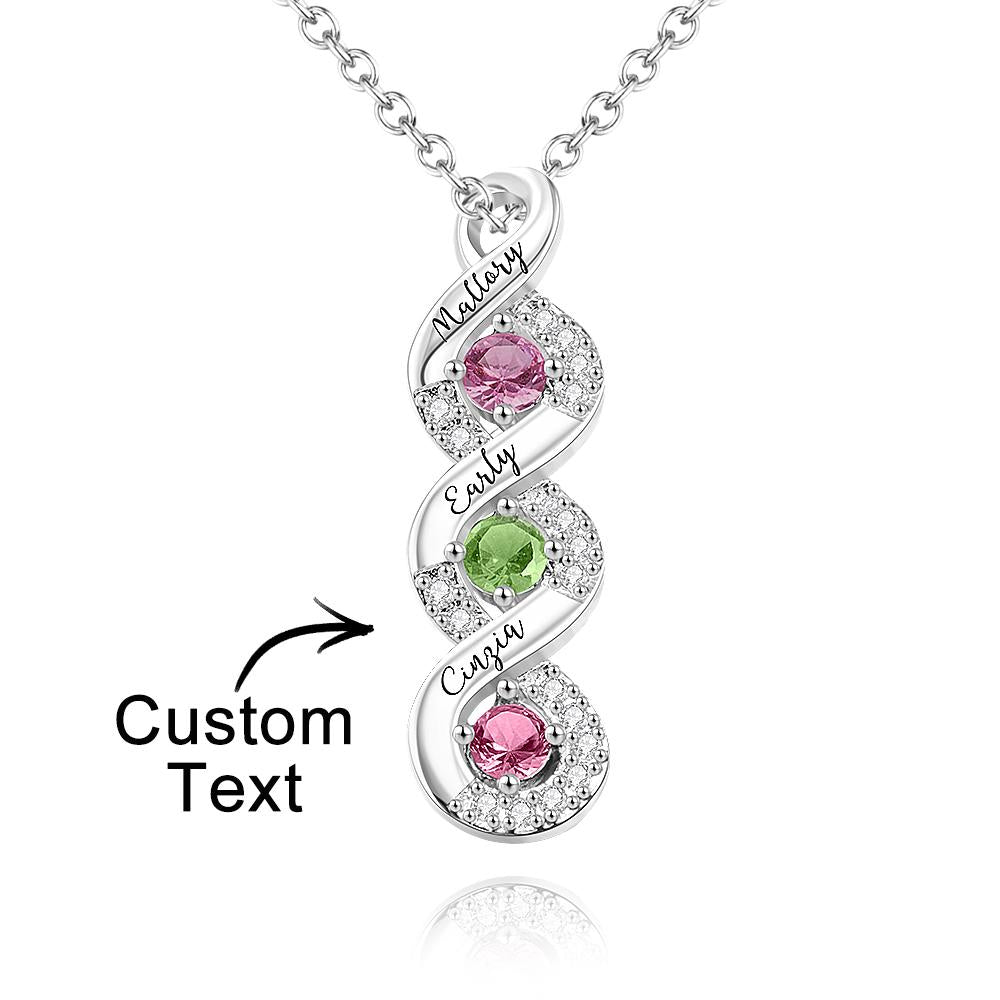 Custom Engraved Birthstone Necklace Infinity Creative Gifts