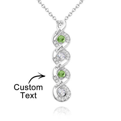 Custom Engraved Birthstone Necklace Infinity Creative Gifts