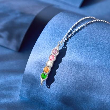 Peas in a Pod Birthstone Necklace Stylish Pendant Gifts for Her