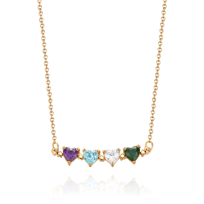 Personalized Heart-Shaped Birthstone Necklace Anniversary Birthday Gift for Her