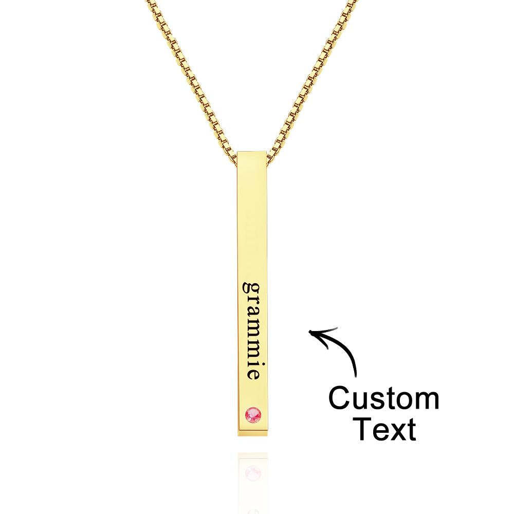 Custom Engraved Birthstone Necklace Bar Simple Gifts