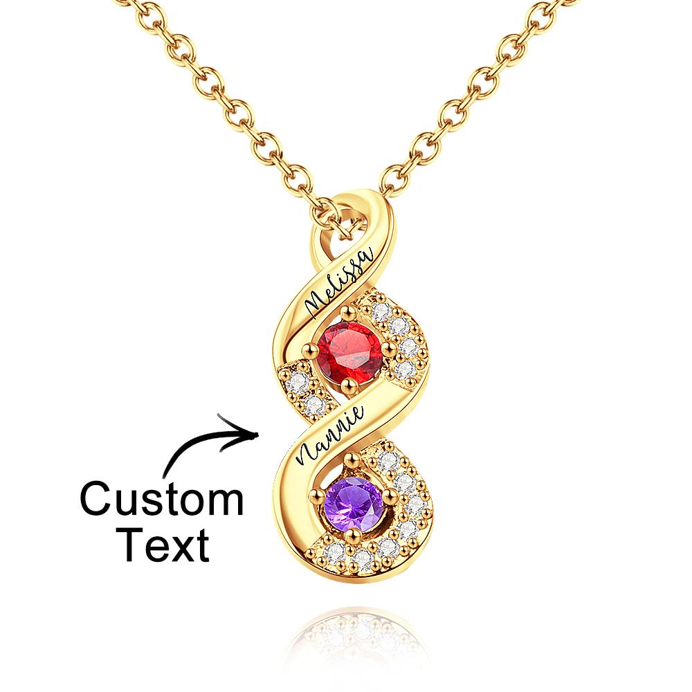 Custom Engraved Birthstone Necklace Infinity Creative Gifts