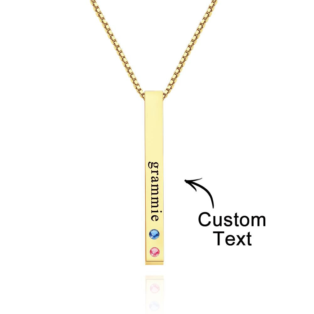 Custom Engraved Birthstone Necklace Bar Simple Gifts