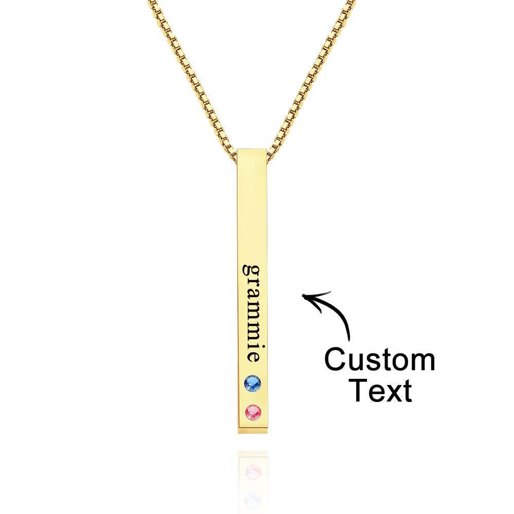 Custom Engraved Birthstone Necklace Bar Simple Gifts