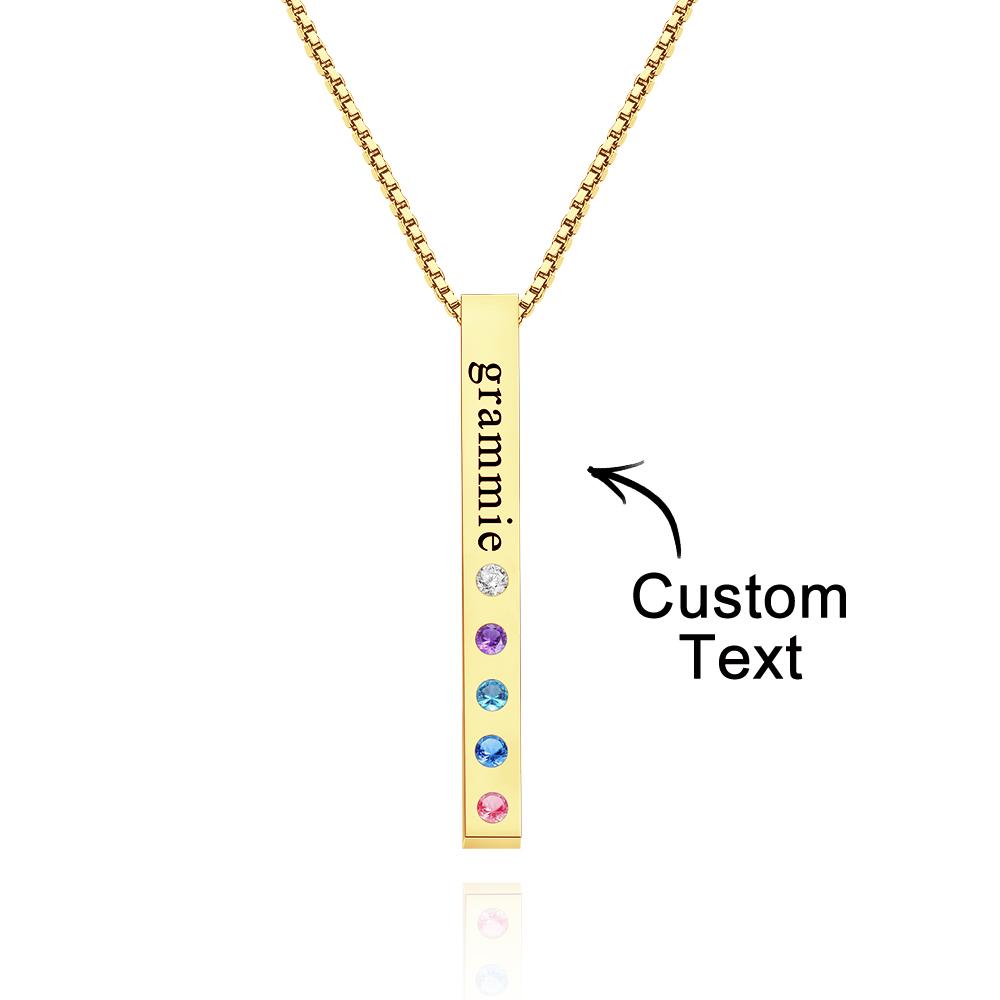 Custom Engraved Birthstone Necklace Bar Simple Gifts