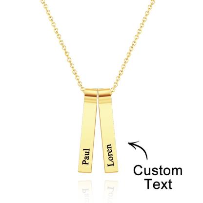 Custom Engraved Vertical 1-5 Names Necklace Stylish Personalized Pendant for Her
