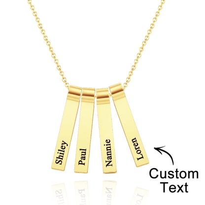 Custom Engraved Vertical 1-5 Names Necklace Stylish Personalized Pendant for Her