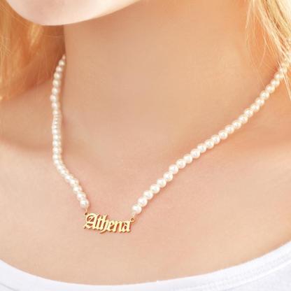 Personalized Pearl Necklace with Name