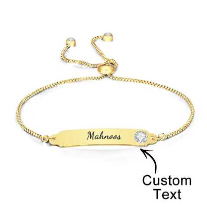 Custom Engraved Bracelet Name Bracelet Simple Rhinestones Gifts