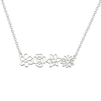 Personalized Multiple Birth Flower Necklace Family Floral Necklace Gift For Mom