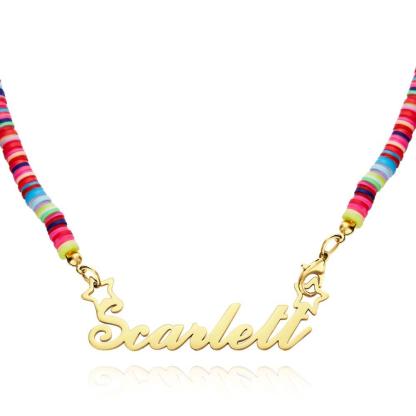 Rainbow Magic Girls Name Necklace Personalized Children Nameplate Necklace Gift