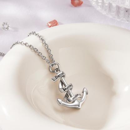 Custom Engraved Name Necklace Anchor Pendant Necklace