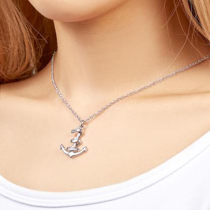 Custom Engraved Name Necklace Anchor Pendant Necklace