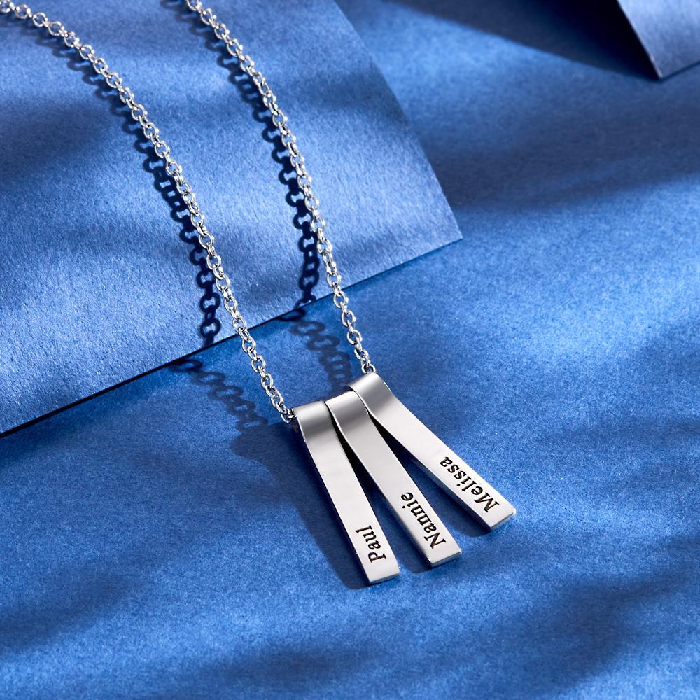 Custom Engraved Vertical 1-5 Names Necklace Stylish Personalized Pendant for Her