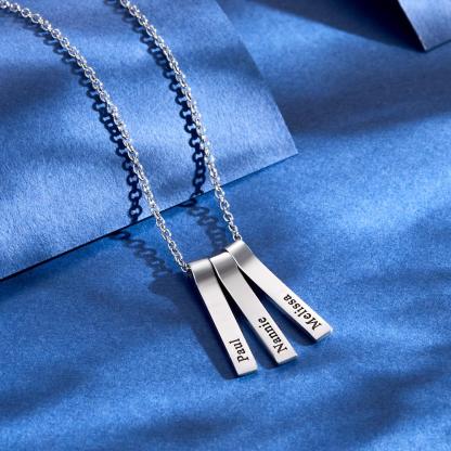 Custom Engraved Vertical 1-5 Names Necklace Stylish Personalized Pendant for Her