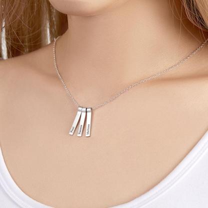 Custom Engraved Vertical 1-5 Names Necklace Stylish Personalized Pendant for Her