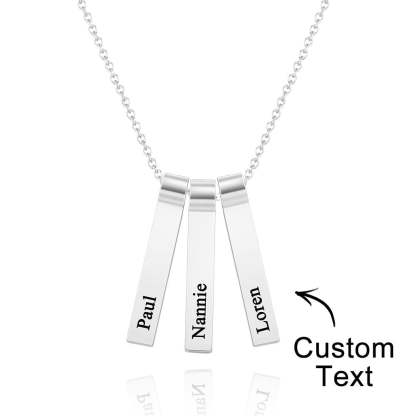 Custom Engraved Vertical 1-5 Names Necklace Stylish Personalized Pendant for Her