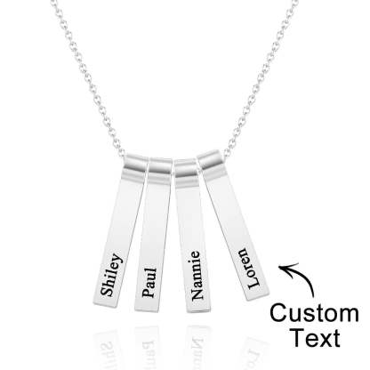 Custom Engraved Vertical 1-5 Names Necklace Stylish Personalized Pendant for Her
