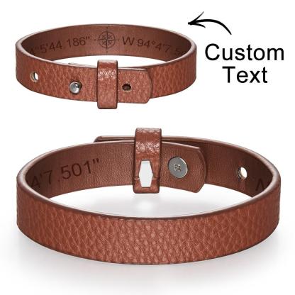 Personalised Engraved Bracelets for Men Unique Gifts for Husband Customized Genuine Leather Bracelet Secret Message Gifts