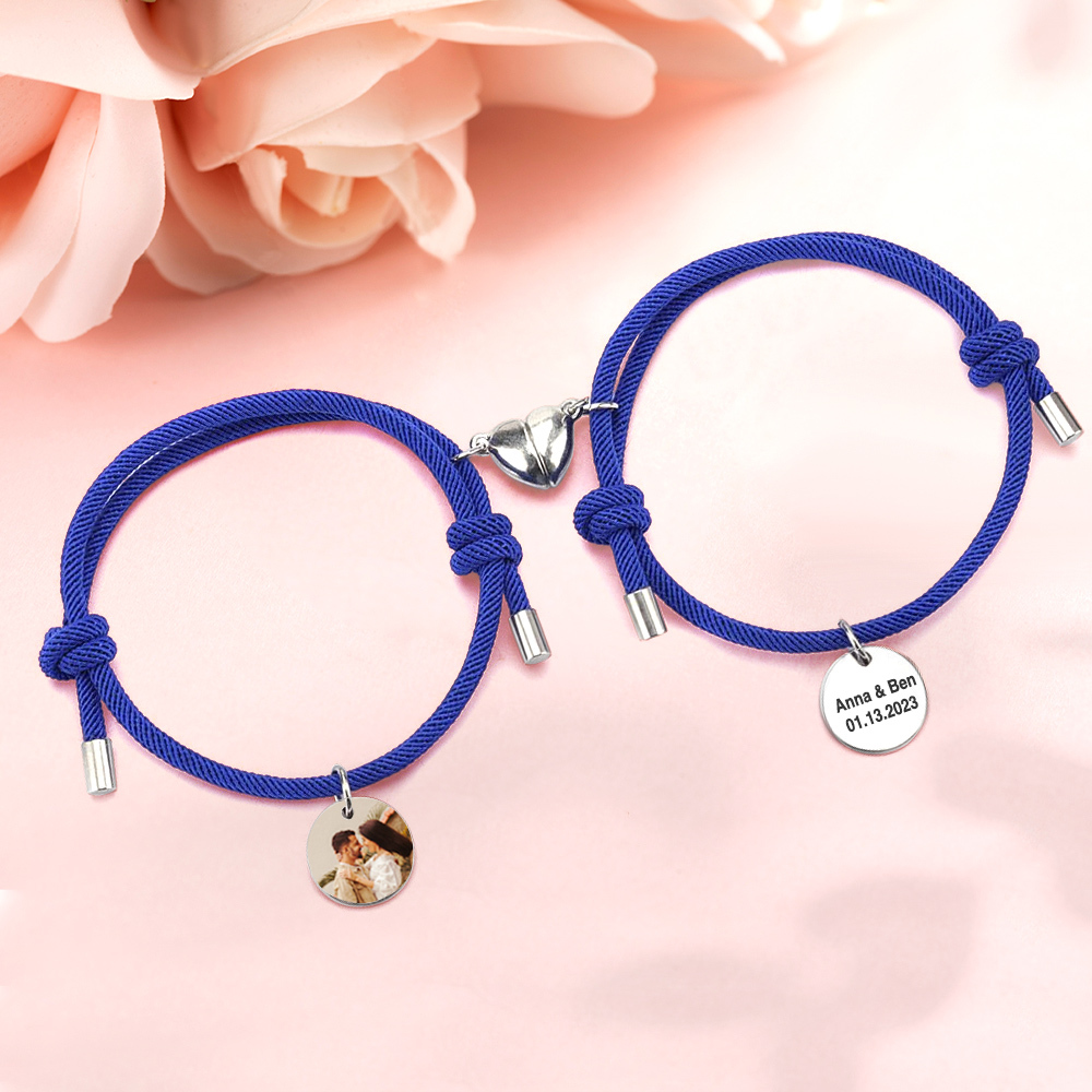 Custom Engraved Magnetic Bracelet Heart Couple Bracelet