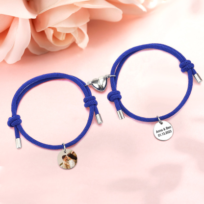 Custom Engraved Magnetic Bracelet Heart Couple Bracelet