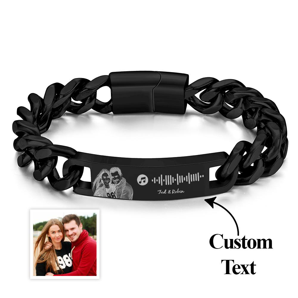 Personalized Music Code Bracelet with Your Photo Perfect Anniversary Gift for Him