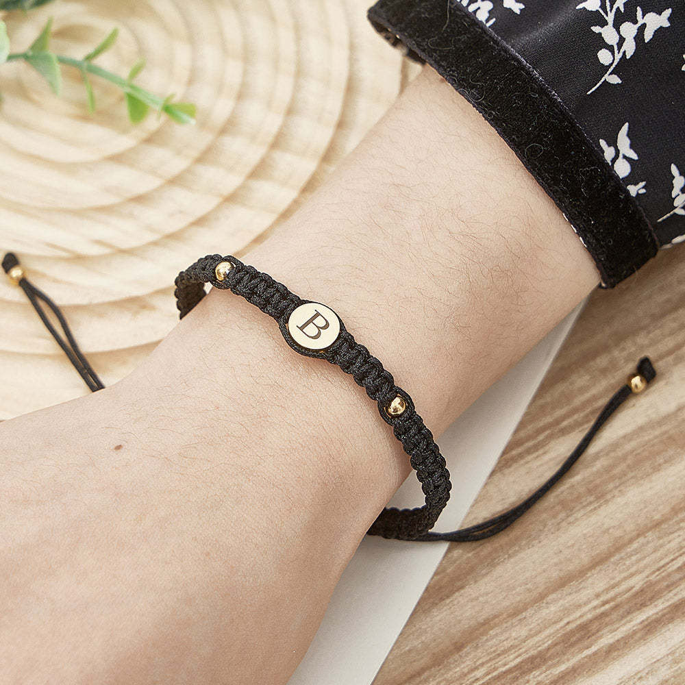 Personalized Couple Bracelets Matching Bracelets for Couples Engraving Braided Rope Wrist Couples Bracelets Gift for Lover