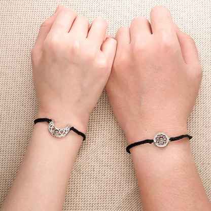 Personalized Photo Projection Bracelet Sun And Moon Braided Rope Bracelet For Couples