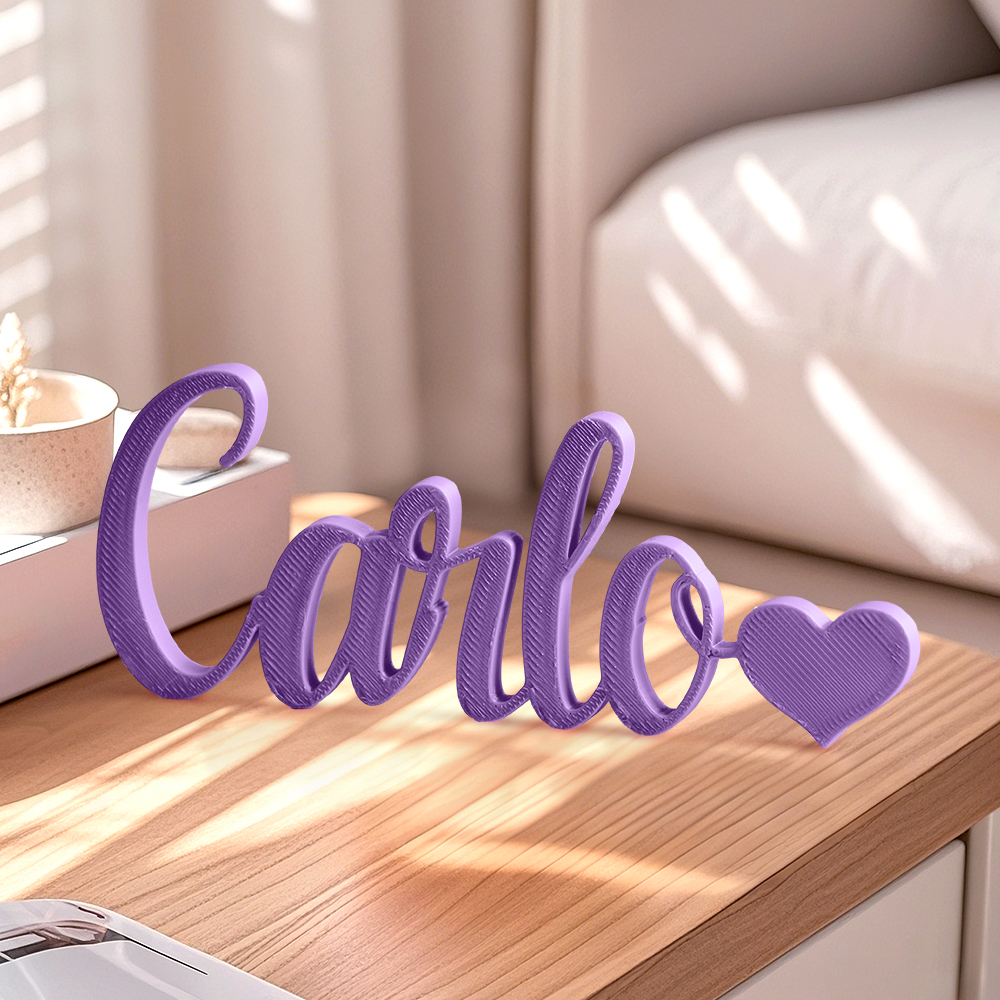 Custom 3D Printed Name Sign with Heart Shaped Desk Name Plate Home Decor Gift