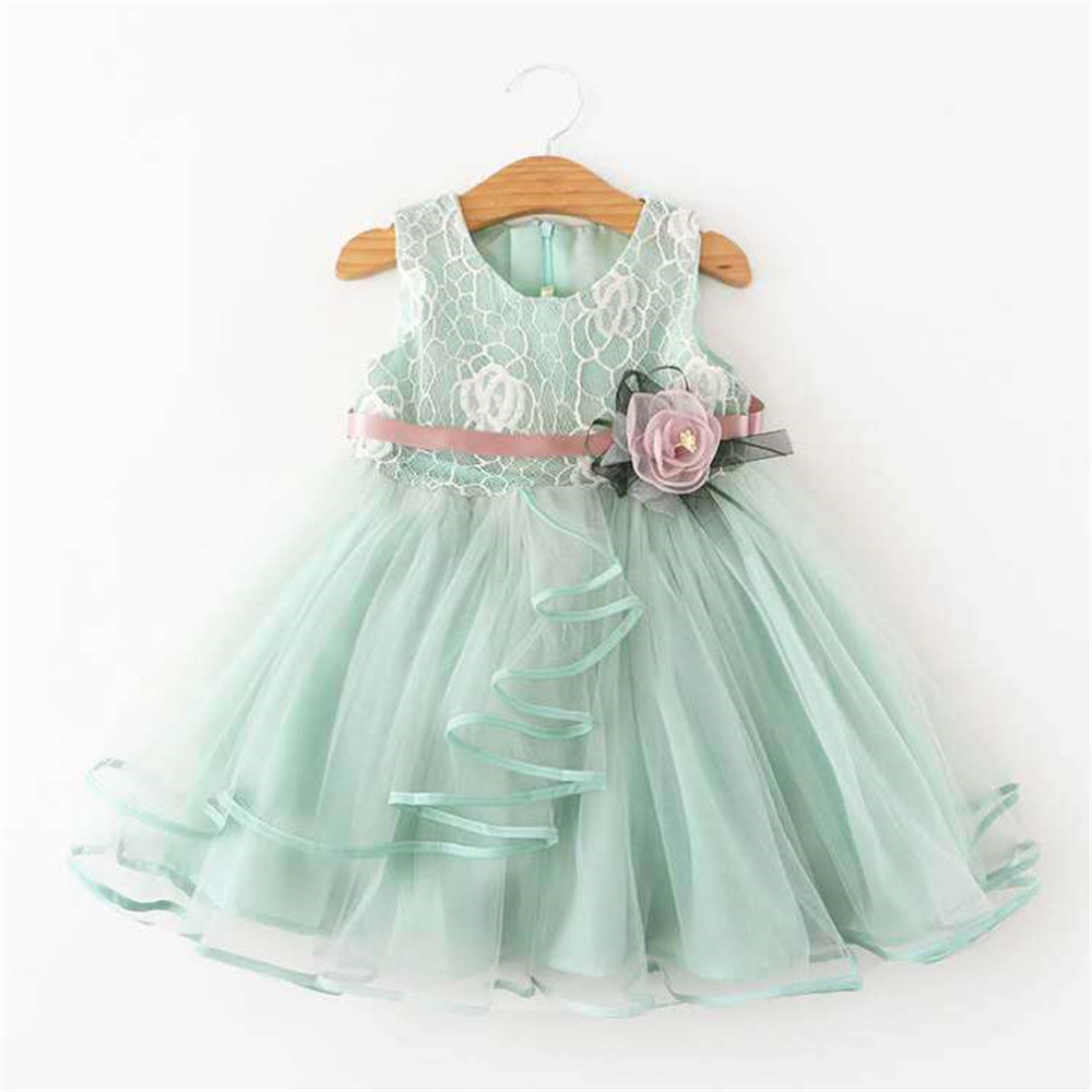 Flower Girl Dress Bridesmaid Girls Dress Sleeveless Patchwork Lace Dresses
