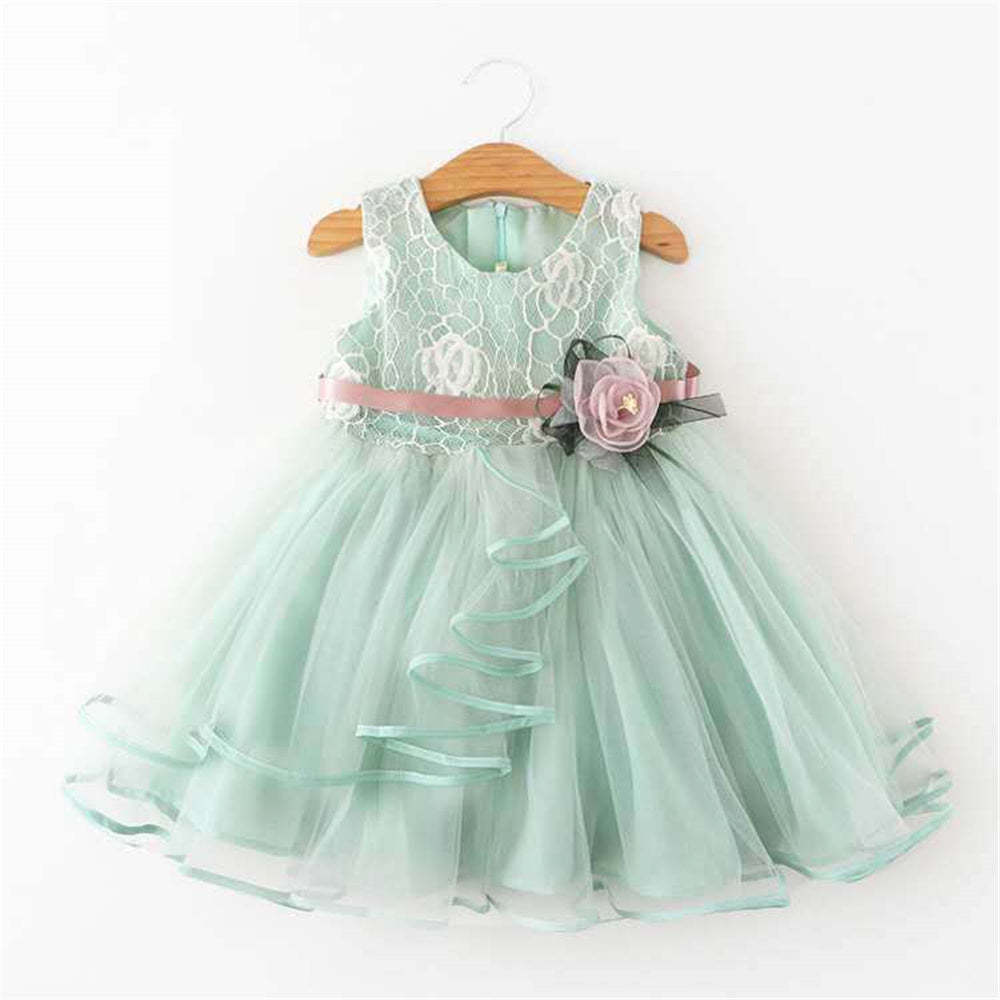 Flower Girl Dress Bridesmaid Girls Dress Sleeveless Patchwork Lace Dresses