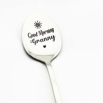 Good Morning Coffee Spoon Stainless Steel Spoon Gift for Nana Papa Mom