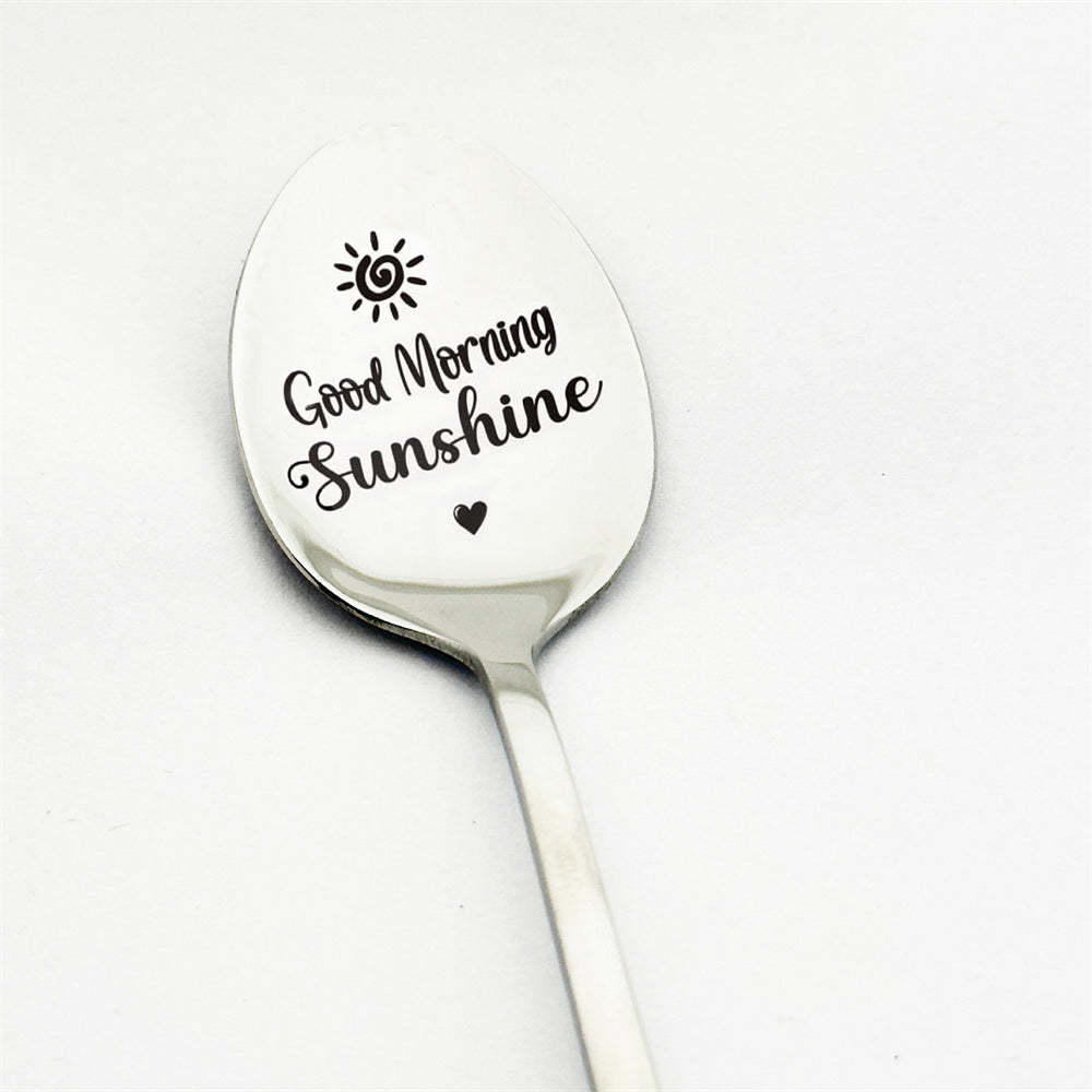Good Morning Coffee Spoon Stainless Steel Spoon Gift for Nana Papa Mom