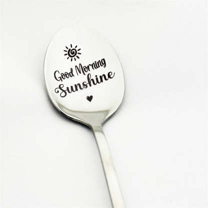 Good Morning Coffee Spoon Stainless Steel Spoon Gift for Nana Papa Mom