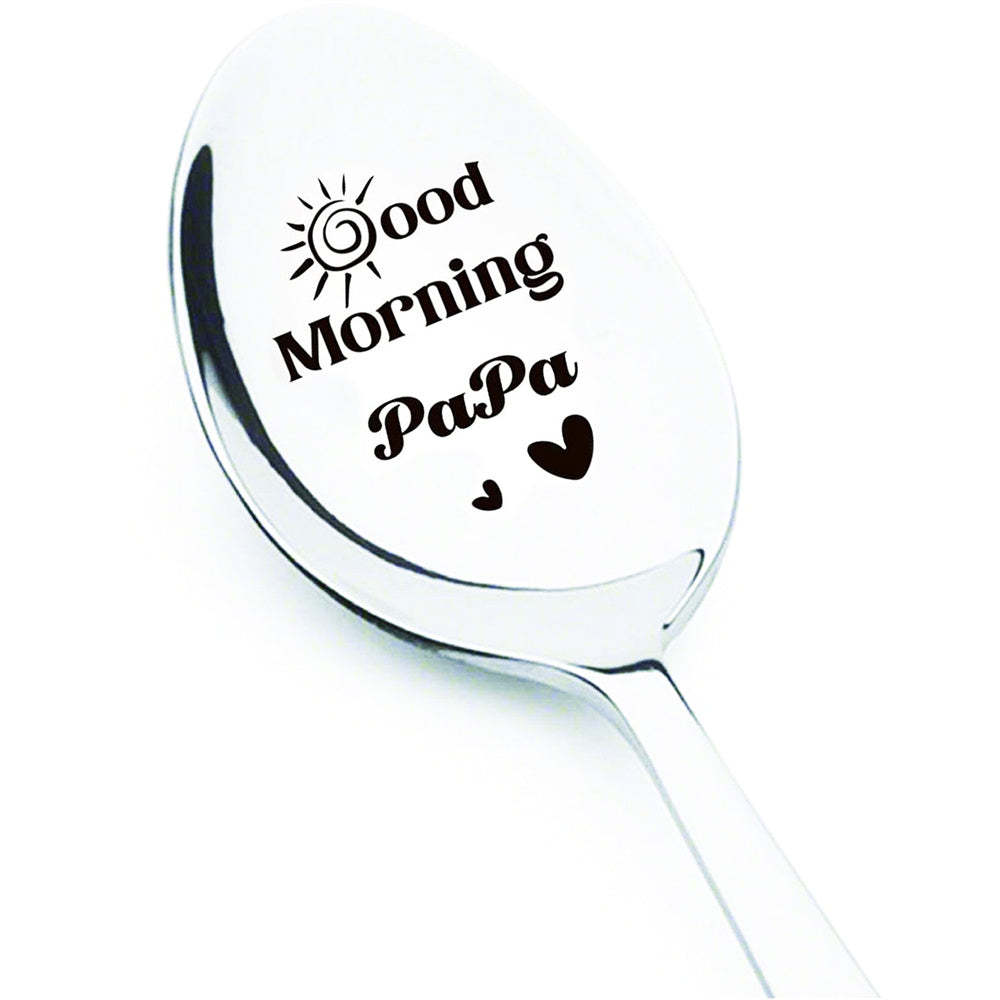 Good Morning Coffee Spoon Stainless Steel Spoon Gift for Nana Papa Mom