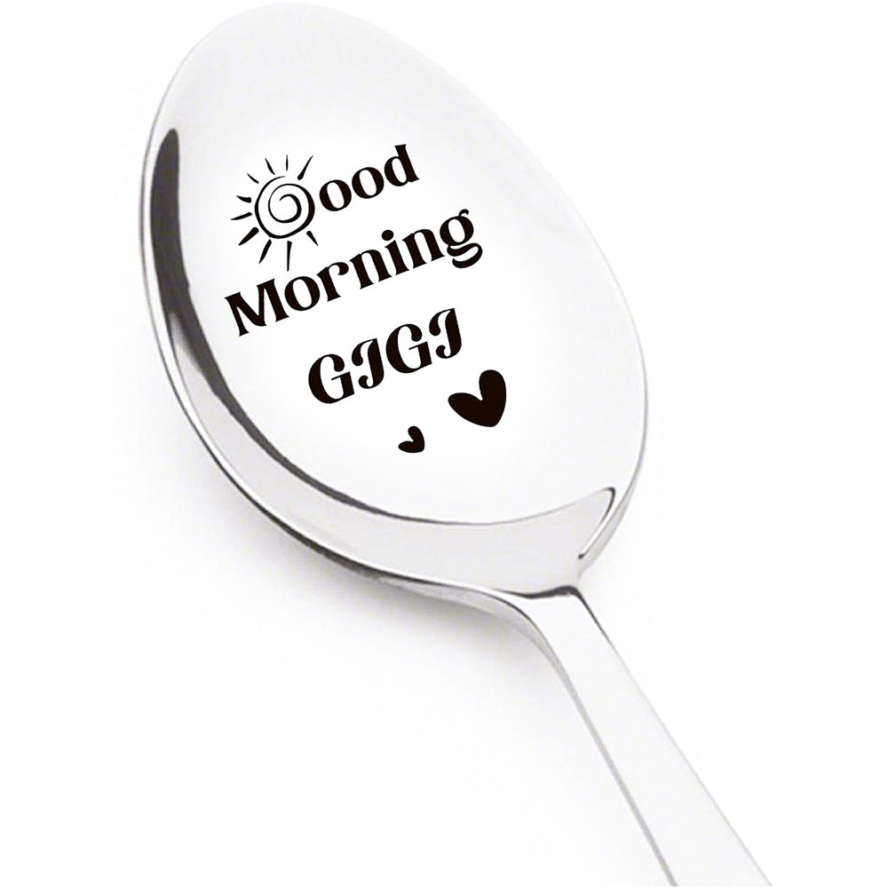 Good Morning Coffee Spoon Stainless Steel Spoon Gift for Nana Papa Mom