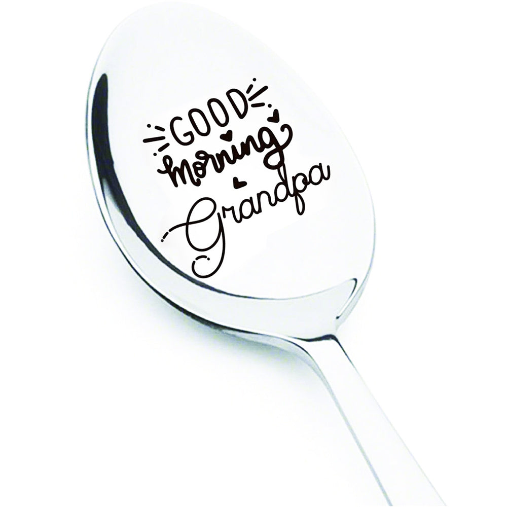 Good Morning Coffee Spoon Stainless Steel Spoon Gift for Nana Papa Mom