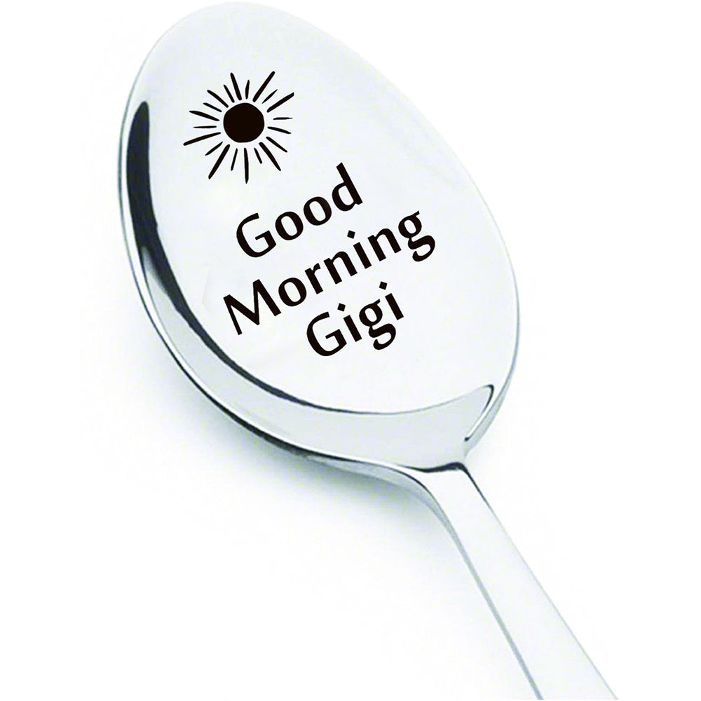 Good Morning Coffee Spoon Stainless Steel Spoon Gift for Nana Papa Mom