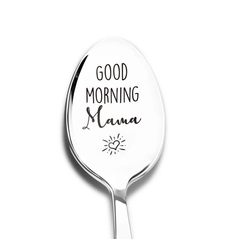 Good Morning Coffee Spoon Stainless Steel Spoon Gift for Nana Papa Mom